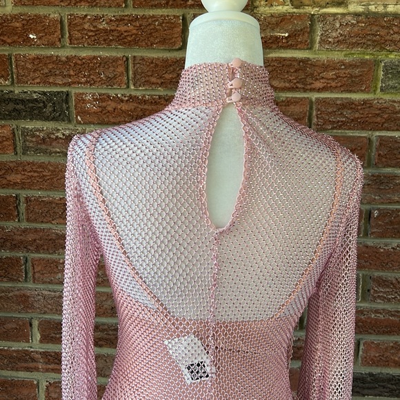 Patbo Hand Beaded Rhinestone Netted Mini Dress Size 4 NWT - Picture 6 of 6